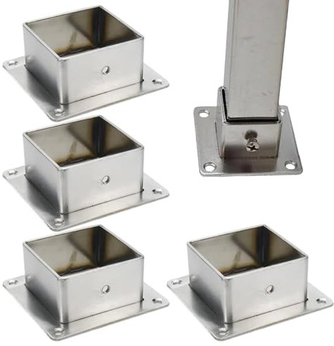 4pcs Fence Post Brackets, staffa quadrata in acciaio inossidabile da 2x2 pollici con viti, pali e accessori per il supporto per la ringhiera, post ancoraggio, staffa