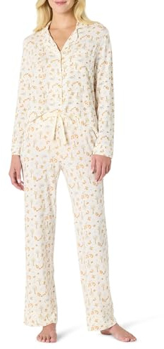 Amazon Essentials x Sofia Grainge Women's Stretch Modal Long-Sleeve and Full-Length Bottom Pajama Set, Ivory Squirrel Picnic, Small