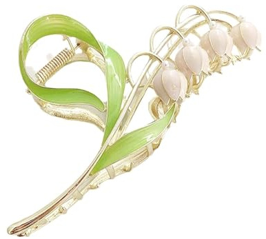 1 pinza para el pelo con diseño de flor de lirio de los valles, pinza de metal grande, pinzas de orquídea, accesorios de estilo para puntas gruesas y delgadas