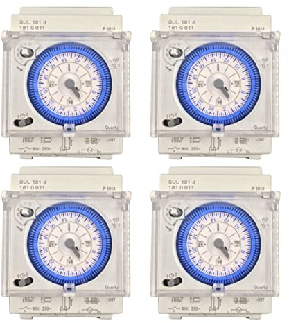 Uikdjgu 4X Interruptor Temporizador Mecánico AnalóGico 110V-220V 24 Horas Programable Diariamente 15 Minutos ReléInterruptor de Tiempo de Ajuste SUL181D