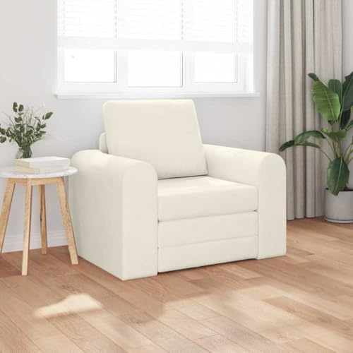 YuuSsea Sofa Bett Creme 98x71x83cm, Samt, Ergonomisches Schlafsofa für 1 Person, Modernes Design, Fleckenresistent, Abnehmbare Bezüge, Komfortable Sitzgelegenheit für Wohnzimmer, Schlafzimmer