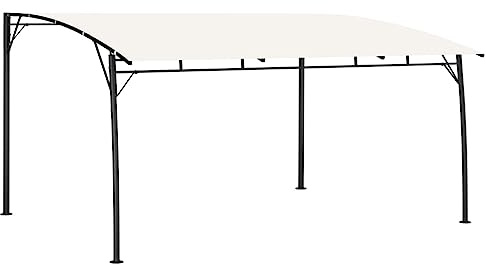 Pergola de Jardin, 4x3x2.55 m en Acier et Tissu Polyester, Protection Solaire Extérieure, Abri de Jardin avec Toit Résistant, Design Moderne, pour Terrasse, Jardin, Événements Extérieurs, Blanc Crème