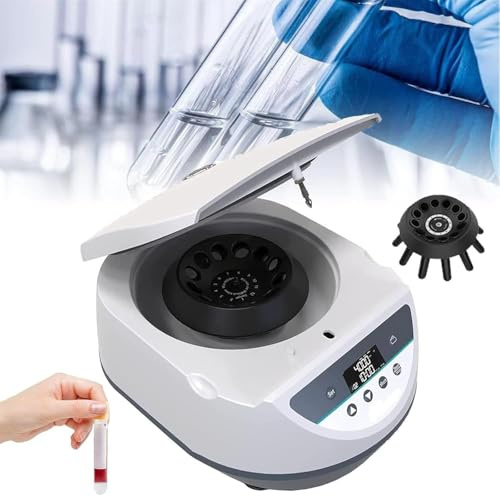LIULIQ Centrifuga da Banco per PRP da Laboratorio, Centrifuga Elettrica da Tavolo con Rotore da 6 X 15 Ml, Intervallo di velocità 500-5000 Giri/min E Intervallo di Temporizzazione 10s~99min59s