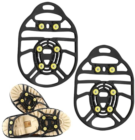 Crampones para Calzado | Crampones De 6 Dientes Antideslizantes,Pinchos para Botas De Hielo con Tachuelas | para Pesca Andar Escalada Alpinismo Exterior Frío Correr Niños Ancianos