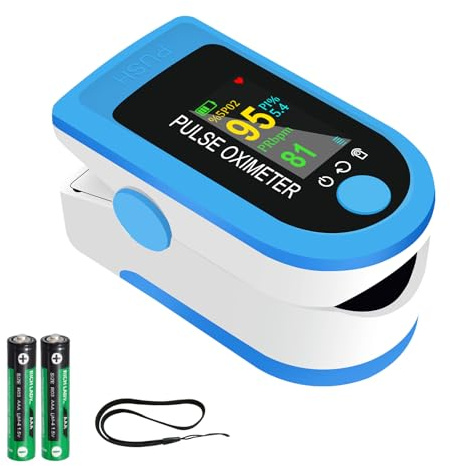 Pulsoximeter, Sauerstoffsättigung Messgerät finger Messung der Sauerstoffsättigung (SpO₂), Herzfrequenz (Puls) und Perfusionsindex (PI) Fingeroximeter für Kinder, Erwachsene, Senioren, Familien