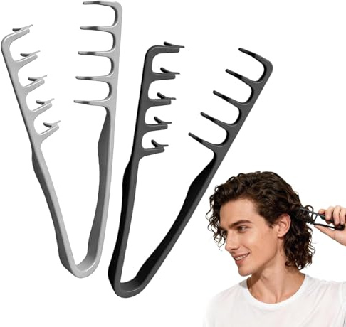 2 Stück Textur Kamm für Locken,Texture Comb | 2-in-1 Styling kamm,Texture Comb Volumen Styling Kamms,Haarzange Texturkamm,für Die Haarwurzeln mit Ponyansatz Pflegen