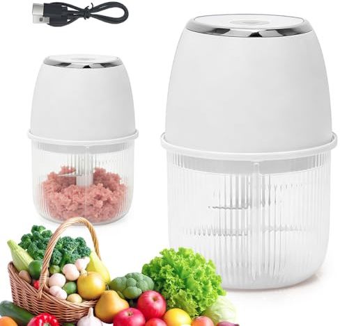 CEWROM Mini picadora eléctrica de cebolla, 350 ml, mini picadora portátil, cortador de verduras, cocina con puerto USB, sin cable, pequeña picadora de cebolla para cebollas, frutas, carne, ajo