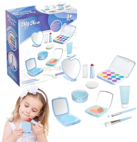 Kinder Schminkset – Mädchen Schminkspielzeug | Kosmetik Rollenspielset Für Kleine Mädchen | Prinzessin Spielzeug Mit Spiegel | Realistisches Aber Sicheres Ungiftiges Design | Geschenk Ab 3 Jahren