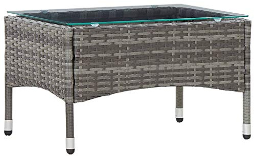 Mandloder Couchtisch Grau 60x40x36 cm, PE-Rattan, witterungsbeständig, für Balkon, Garten & Wohnzimmer, ideal als Beistelltisch, Kaffeetisch, stilvolle Outdoor Furniture Ergänzung