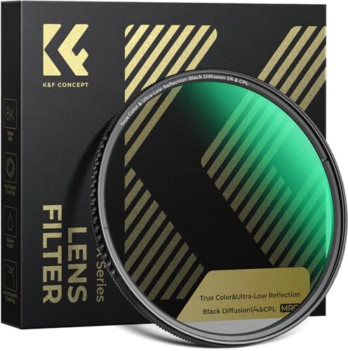 K&F CONCEPT 55mm Nano-Xcel Filtro CPL&Black-Mist TrueColor&Reflex UltraBaja | CPL & Black Difussion 1/4 Filtro True Color & Reflexión Ultra Baja con Revestimiento Nano,Un Paño de Limpieza - FA710