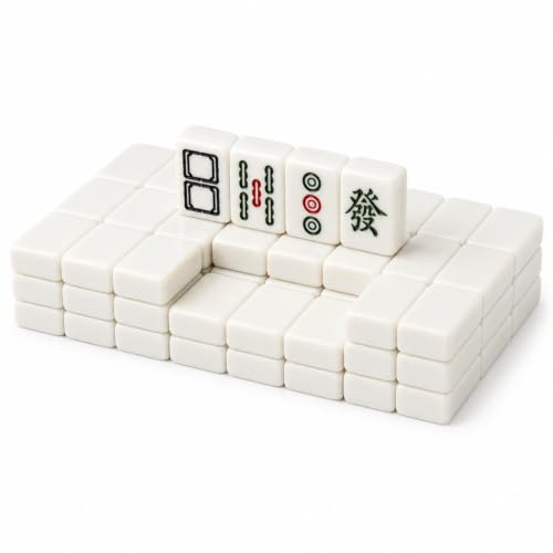 Hiseng Mini Mahjong Set Kein Koffer, Tragbares Chinesisches Mahjong Spiel mit 144 Steinen für Reise & Spieleabend, Leichtes Kompaktes Tischspiel (Weiß)