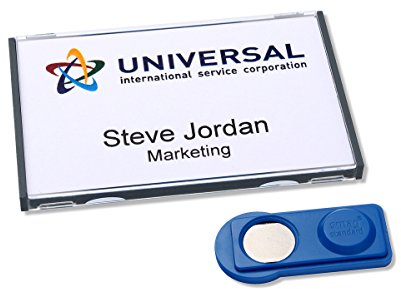Badgepoint vista40 Namensschilder (63x40mm, 20 Schilder mit Magnet, verdrehsicher, mit Druckbogen für Namenskarten und Vorlagen zum Bedrucken, magnetische Namensschilder für Kleidung) anthrazit