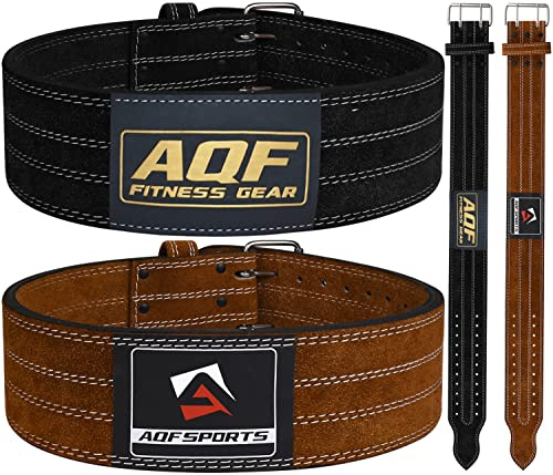 AQF Gewichthebergürtel Leder 10mm, 4 Rückenstütze mit Rollenschnalle
