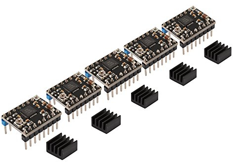 5Stück A4988 Stepstick Schrittmotor-Treiber-Modul + Kühlkörper für Reprap 3D Drucker Controller Rampen 1.4