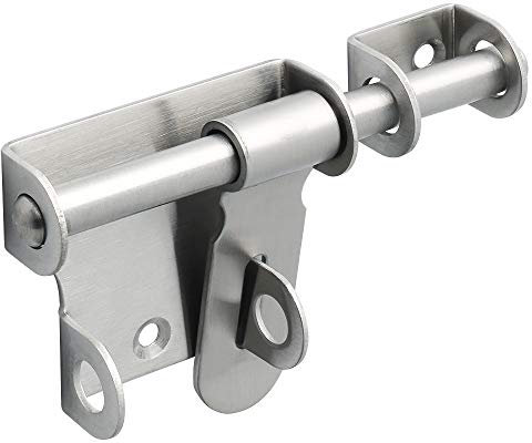 Sayayo Catenaccio Porta in Legno Serratura Porta Chiavistello Argento, Chiavistelli e Catenacci per Porte con Foro per Lucchetto, Solido Acciaio Inossidabile SUS304, Lunghezza 120MM, EMS320U