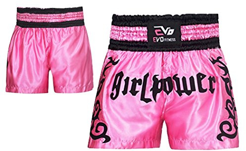 Evo Muay Thai Fight Shorts MMA Kick Boxing Grappling Martial Arts Gear UFC Girl (Pink, L)