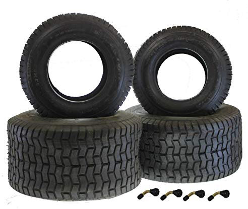 Reifen Satz für Rasenmäher Traktor 2x Reifen 16,65-8 + 2x Reifen 20x10-8 + 4x Winkel-Ventil Rasentraktor Aufsitzmäher
