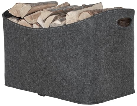 Rubberneck XXL Holztasche aus Filz – Aufbewahrung für Brennholz, Zeitungen – 63 x 40 x 42 cm (Anthrazit)