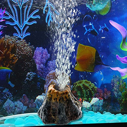 Acquario a forma di vulcano e aria bolla di pietra ossigeno pompa acquario ornamento decorazione