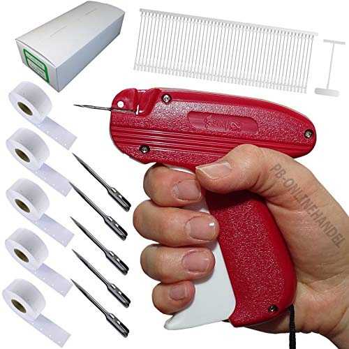 Etikettierpistole SF-08F Heavy Duty Set 7 + 5.000 Classic-Heftfäden | SF-08F FEIN, 5.000 Kartonetiketten 30x40mm, 5 Ersatznadeln, Fadenlänge 35mm