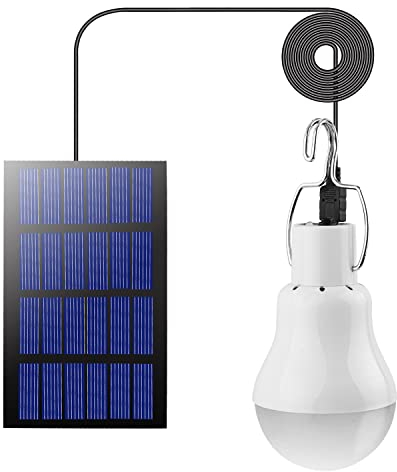 Beinhome Bombilla solar LED 3W, 1 unidad con cable 3 m, lámpara colgante para exterior e interior, tienda de campaña, senderismo, pesca, casa de jardín