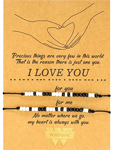 WILLBOND Valentines Morsecode-Armband I Love You, Freundschaft, Paar, Familie, Geschenk