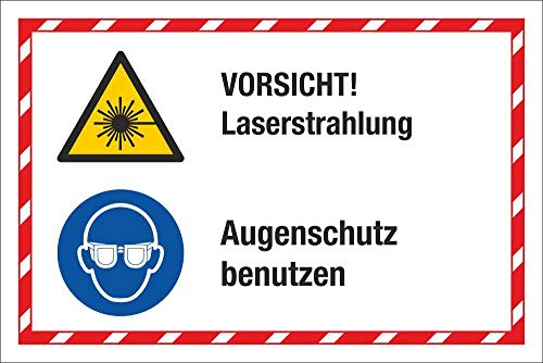 WERBEPUNKT. Kombischild Vorsicht Laserstrahlung Augenschutz benutzen 3 mm Alu-Verbund 450 x 300 mm