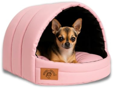 ODOLPLUSZ Hundehütte Hundehöhle Exklusives Haus Hund oder Katze | 2 Größen Komfortabel und Waschbar (Rosa, M)