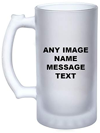 Getagift Personalised with Your Own Image/Text/Message/Any Name 16oz Frosted Stein Beer Mug Joke Dad, Father’s Day, Grandad, Uncle, Birthday, Christmas Pitcher Tankard Secret Santa.