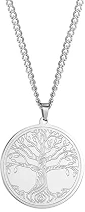 HCMA Árbol de la Vida Collar Vikingo Acero Inoxidable Plata talismán Amuleto Cadena Larga Collares joyería Vintage para Hombres Regalo
