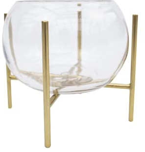 LaLe Living vas Arzu av glas och järn i guld, blomvas 18 x 23 cm, glasvas med metallram