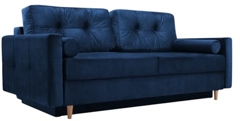 Fabryka Mebli Idźczak Schlafsofa Sofa Pastella Couch Ausklappbares Schlaffunktion Bettkasten - Kissen Bettzeugbehälter Hilfsautomat Wohnzimmer, Gästezimmer Modern Design (Kronos 09 Blau), pastelle
