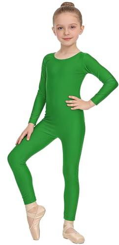 Carnavalife Bodies de Danza para Ballet, Mono de Manga Larga con Cremallera, Leotardo Body Nude para Gimnasia Deportiva Rítmica, Jumpsuit Niña Elástico Bailarina Yoga 1-12 años