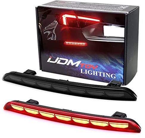 iJDMTOY Full LED Rear Bumper Reflector Replace LED Lights Compatible With 2022-up Honda Civic Sedan, Function as Tail, Brake & Rear Fog Lamps (Smoked Lens)