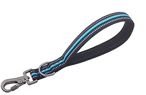 DONGKER Hundkoppel med kort ledare, 32 cm reflekterande korta hundkoppel, reflekterande koppel med metallklämma och mjuk stoppning för träning av stora/medelstora hundar