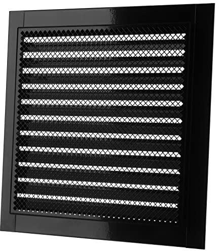 Steinberg14 Stahl Lüftungsgitter mit Flansch 300x300mm - Schwarz Metallgitter Industriell Schutzgitter