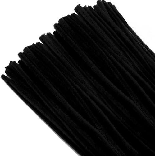 TOAOB 100 Stück Pfeifenreiniger Schwarz Pfeifenputzer zum Basteln | Chenilledraht Lang 30cm und Breit 6mm, Pipe Cleaners für Basteln und Dekorieren Kunst Handwerk DIY