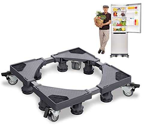 HENGMEI Einstellbare Waschmaschinen-Untergestell 8 Fuß mit Roller Trolley Beweglich Podeste & Rahmen für Waschmaschine,Trockner, Kühlschrank(Grau)