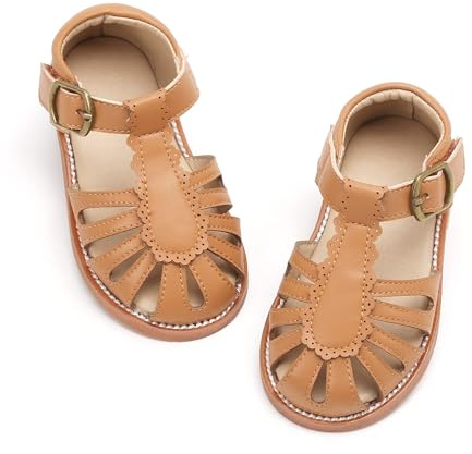 Felix & Flora Toddler Girls Brown Sandals Size 10 Closed Toe Princess Sandals for Summer Party Flower Girl Wedding School