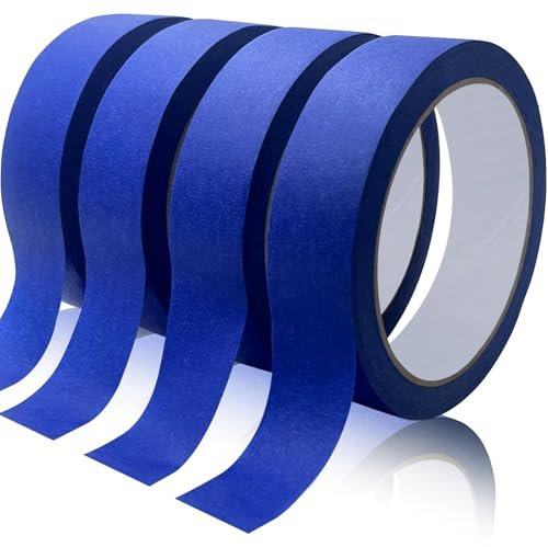 Blue Painters Tape, Masking Tapes, Premium Painter's Tape (88yd=4Rolls*0.94in*22yd), Adhesive Paint Tape for Wall Painting, DIY Artist Craft Arts, Decoration, Drafting, No Residue,Easy Removal
