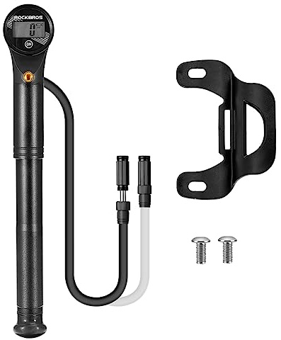 ROCKBROS Pompa Bicicletta, Pompa Bici Portatile, Pompa ad Alta Pressione 320 PSI, Pompa con Manometro, Pompetta Presta Schrader, Adatto per Bici MTB, Bici Corsa, Palla Sportiva, Accessori Bici