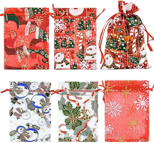 20 PCS Christmas Bags Organza Säckchen Organza Bag Gift Beutel Christmas Drawstring Gift Bag Jewelry Candy Bags Lavender Bag