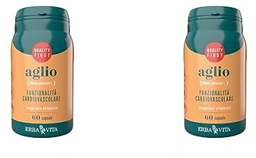 ERBA VITA Integratore Alimentare di Aglio - 60 Capsule - È utile alla funzionalità cardiovascolare e alla pressione arteriosa (Confezione da 2)