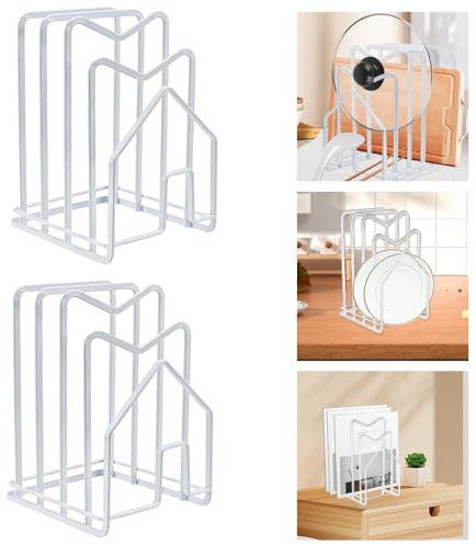 LIMITADA 2 Pcs Porte Planche à Découper Métal Support Planche à Découper Blanc Porte Planche à Découper Porte Couvercle Casserole Rangement Planche à Decouper pour Cuisine Stokage Assiette Vaisselle