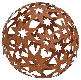 Generisch Gartenkugel Gartendeko Rost gerostet mit Sternen Weihnachten 18 cm aus Metall braun