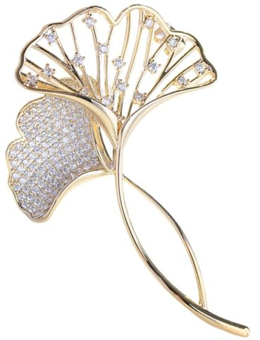 PACKOVE Kristallbrosche funkelnde Broschen brosche gold Goldene Brosche Abzeichen für Frauen Ginkgo-Blatt-Brosche Blätter Stift Hut Strauß Fräulein Korsage Legierung