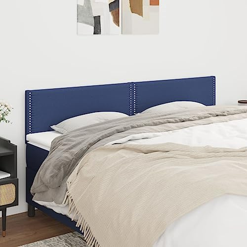CKioict Betthaupt Wandkissen Bett Bettkopfteil Schlafzimmer Kopfteile 2 STK. Blau 100x5x78/88 cm StoffGeeignet für Schlafzimmer, Gästezimmer, Schlafsaal