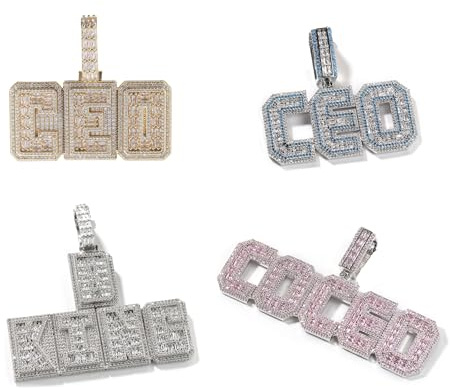 Custom Iced Out Letter Anhänger Personalisierte Initiale Name Halskette Bunte Diamanten Name Kette Anhänger Name Halskette Namensschild mit Tennis Kette Hip Hop Schmuck Geschenk für Männer Frauen