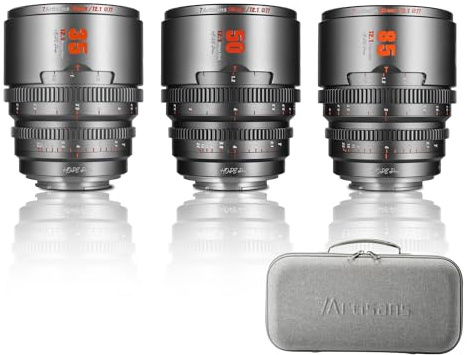 7artisans 35mm/50mm/85mm T2.1 Professional Cinema Lens S35 Frame Set Compatible for Fuji X-Mount,for FUJIFILM X-S20/X-T5/X-H2/X-T4/X-H2S/X-T3/X-S10(Titanium Gray)