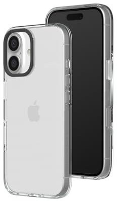 RhinoShield Clear Case Kompatibel mit [iPhone 16] | Anti-Vergilbung, hohe Transparenz, schützende Handyhülle, Aussparung für Kamerataste - Schwarz Kamera-Ring